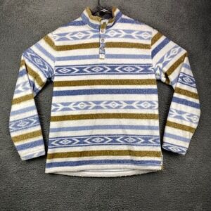 ROWM Mens Fleece Pullover‎ Medium Southwestern Aztec Patterned 1/4 Button